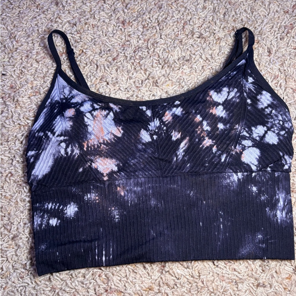 PINK Victoria's Secret Black and White Tie-Dye Tank Top